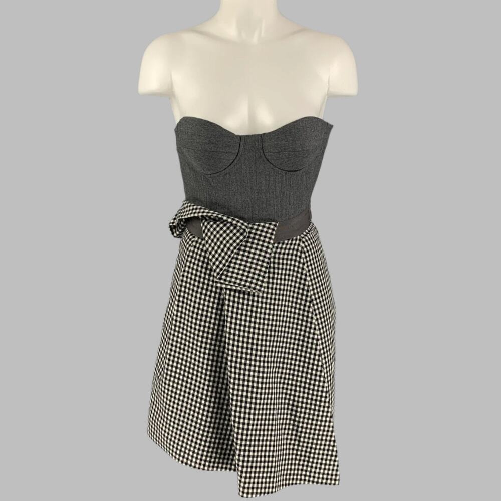 RICHARD NICOLL Size 6 Green Black White Wool Cashmere Mixed Fabrics Dress